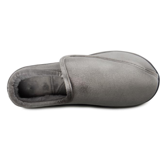 Isotoner® Ladies Sparkle Velour Closed Back Slipper With Velcro Opening Grey Extra Image 4